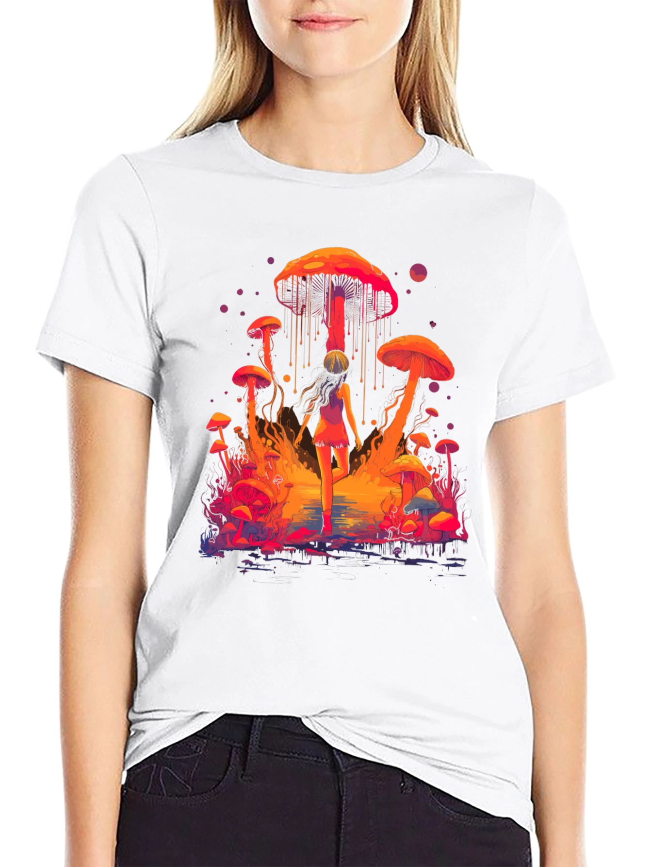 Camiseta Hombre Diseño Fantasía de Hongos Psicodélicos