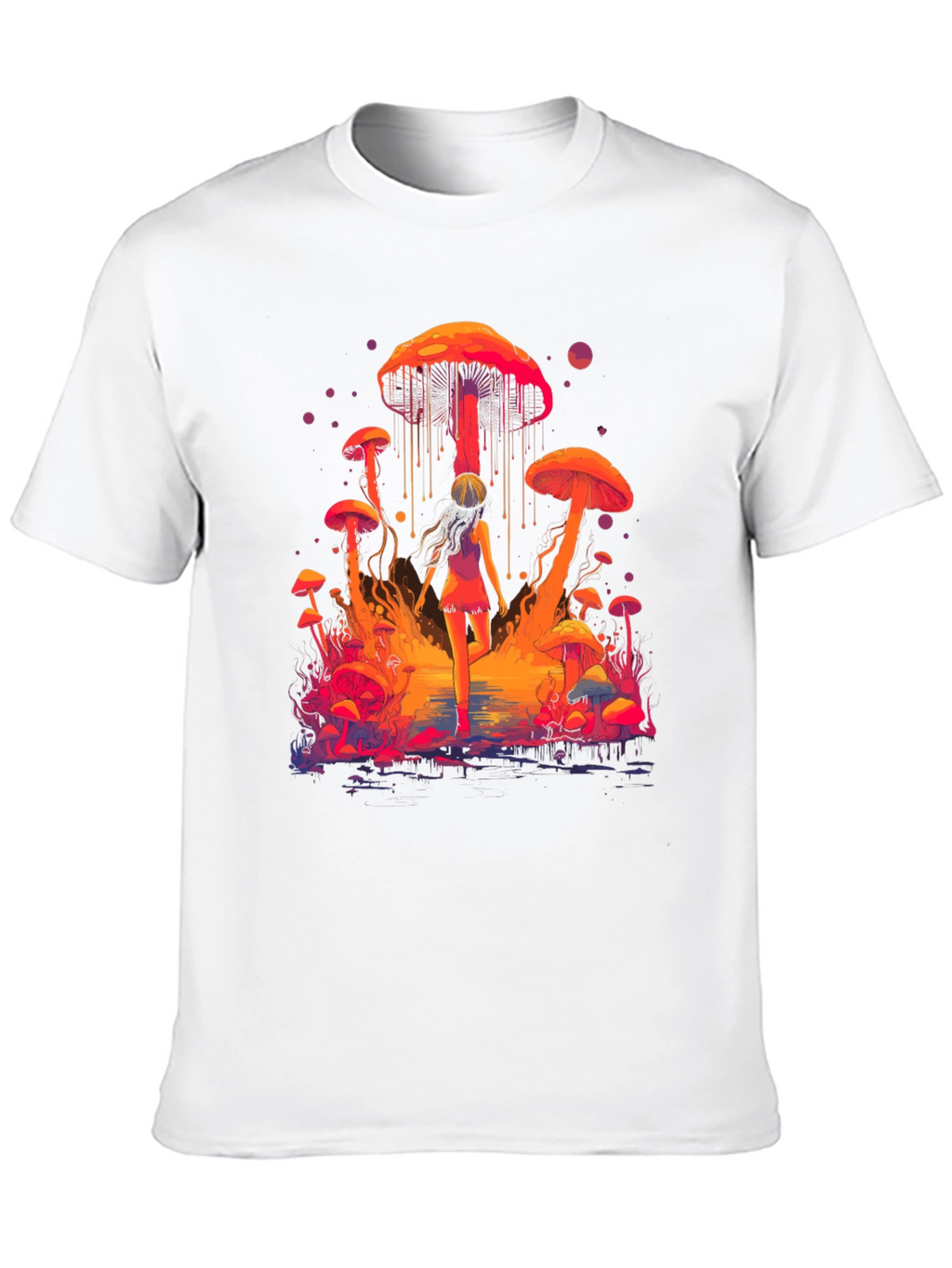 Camiseta Hombre Diseño Fantasía de Hongos Psicodélicos