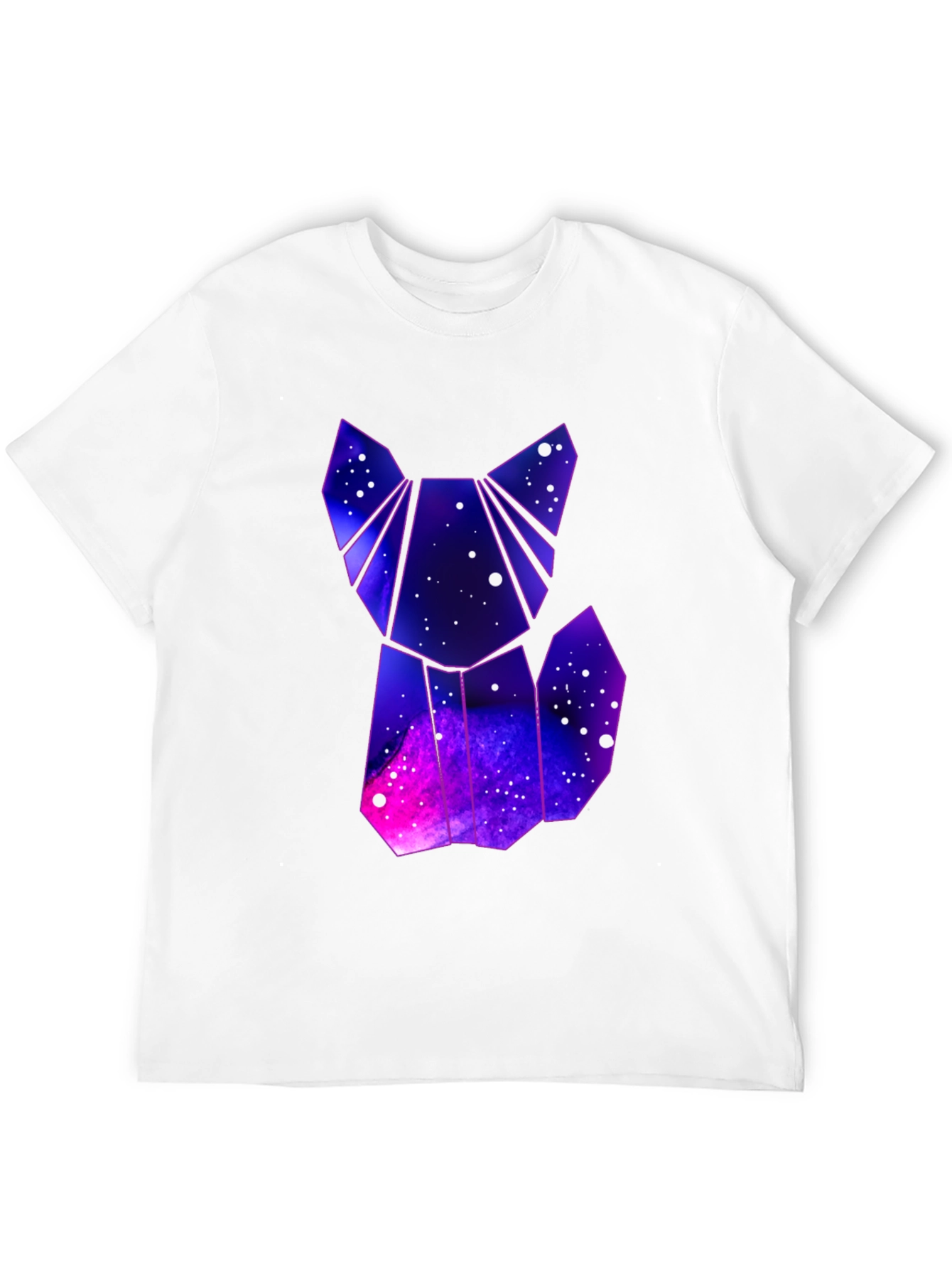 Camiseta Hombre Negra Diseño Gato Galaxia