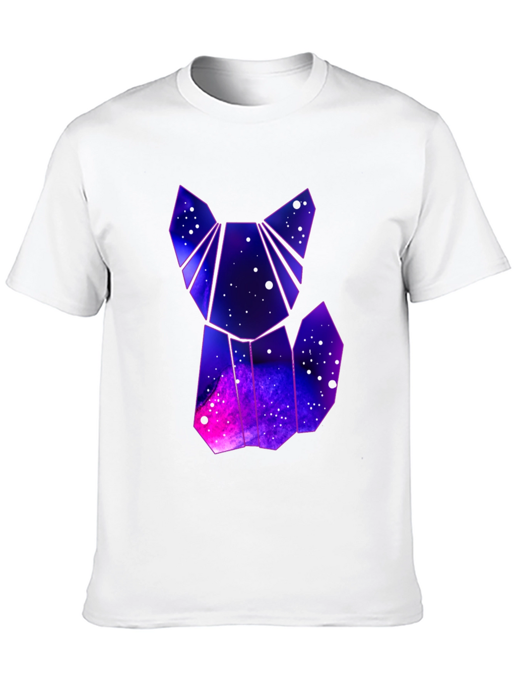 Camiseta Hombre Negra Diseño Gato Galaxia