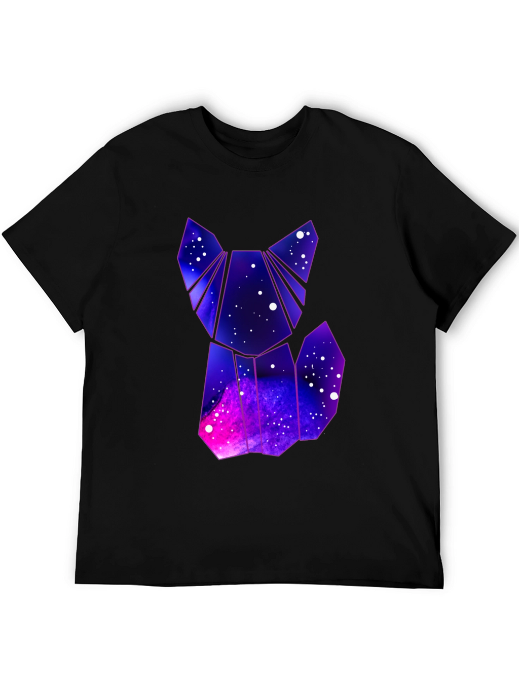 Camiseta Hombre Negra Diseño Gato Galaxia