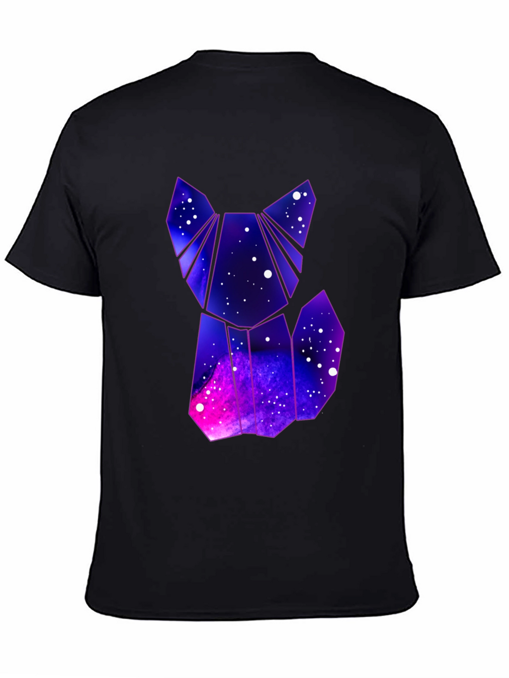 Camiseta Hombre Negra Diseño Gato Galaxia