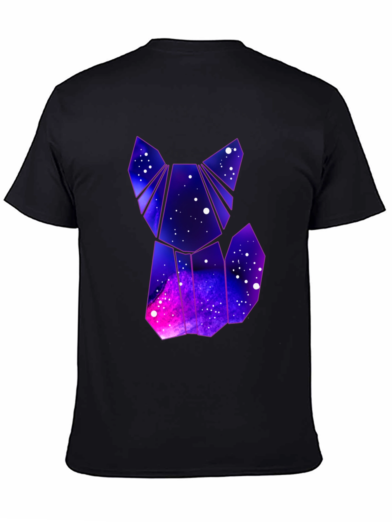 Camiseta Hombre Negra Diseño Gato Galaxia
