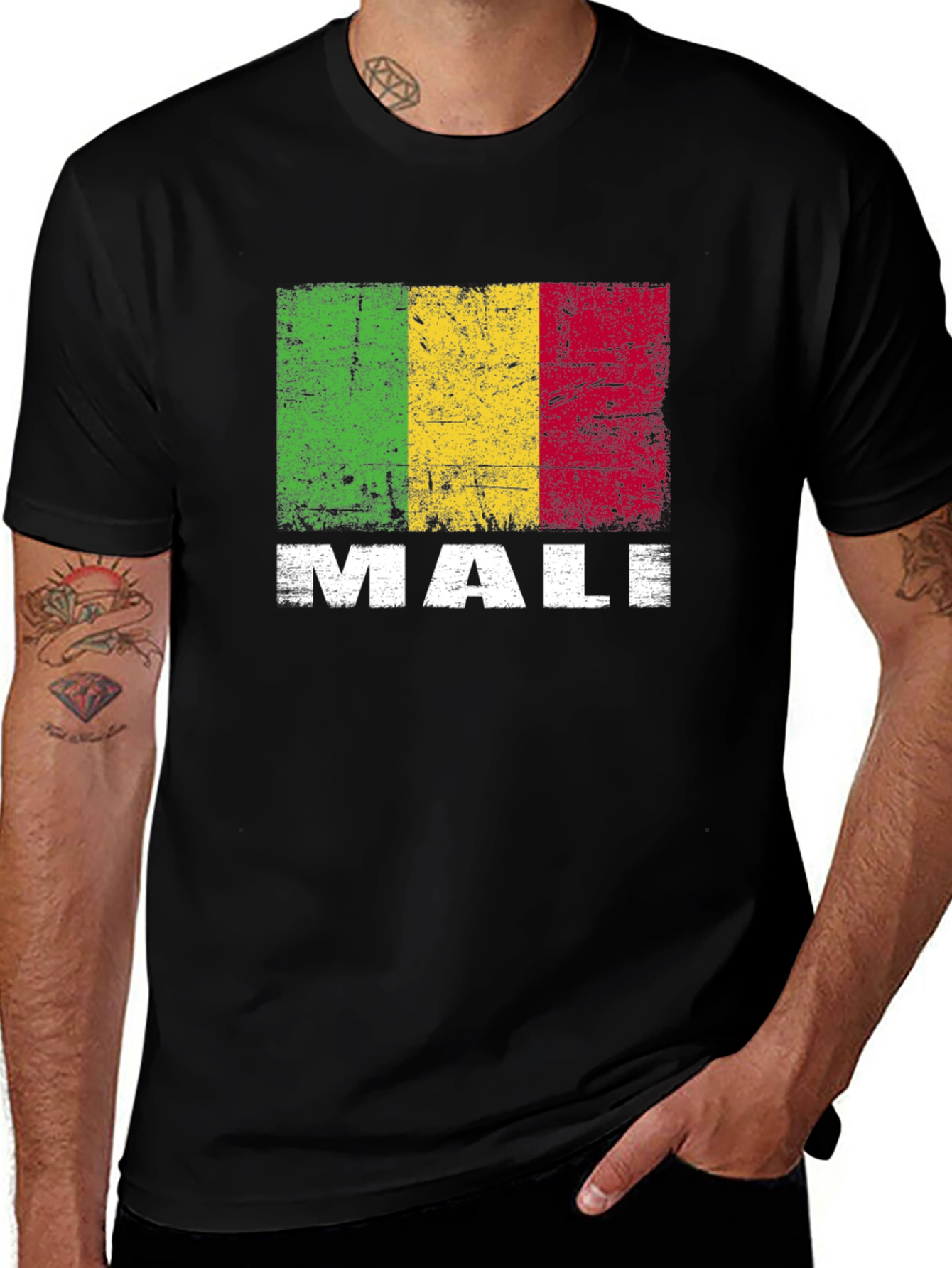 Camiseta Hombre con Diseño Bandera de Malí