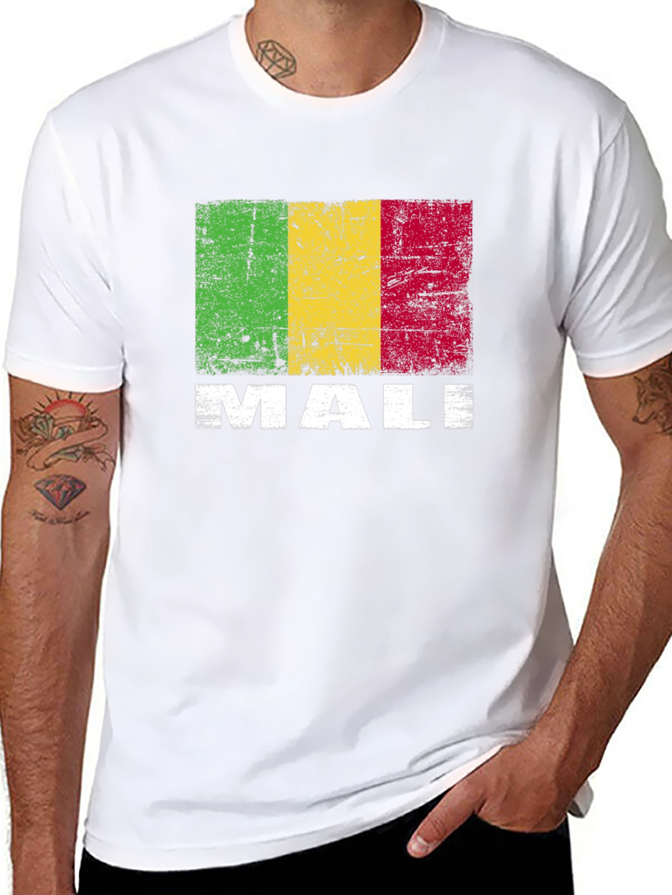 Camiseta Hombre con Diseño Bandera de Malí