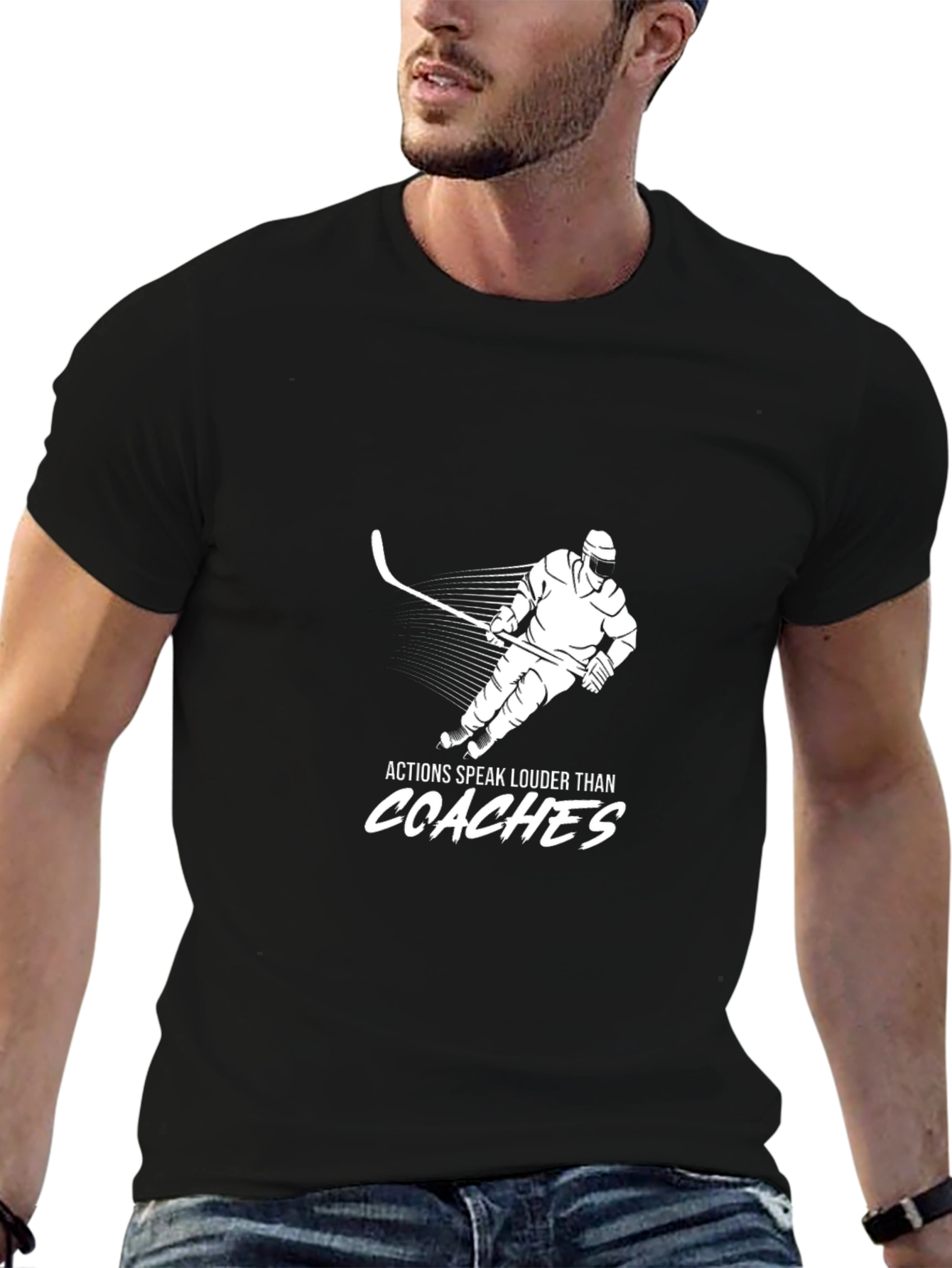 Camiseta Hombre Negra Hockey Acciones Hablan