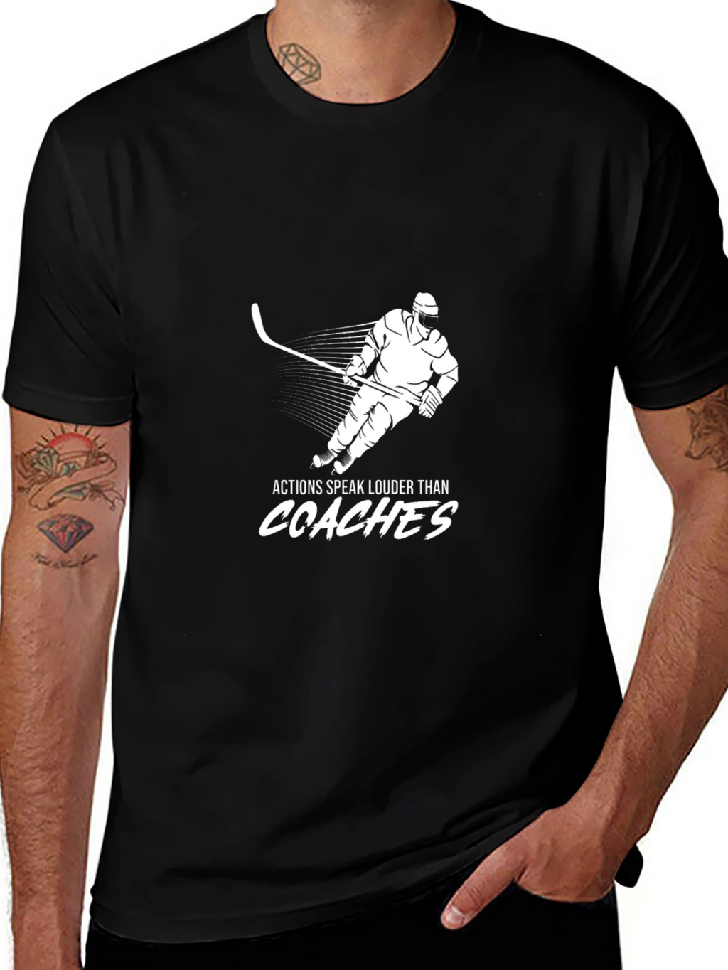 Camiseta Hombre Negra Hockey Acciones Hablan