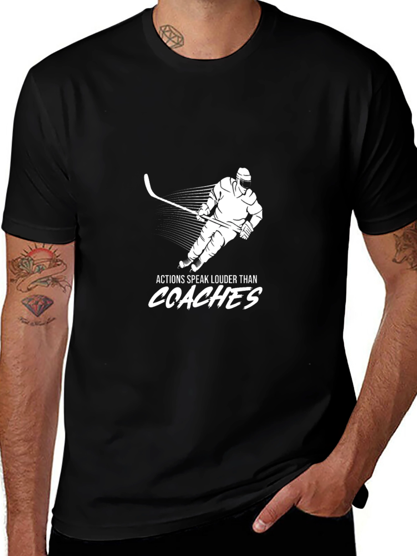Camiseta Hombre Negra Hockey Acciones Hablan