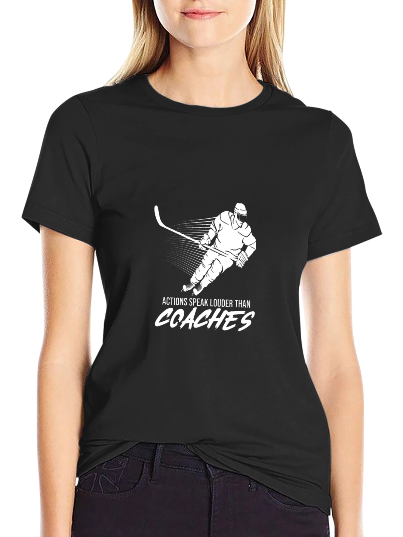 Camiseta Hombre Negra Hockey Acciones Hablan