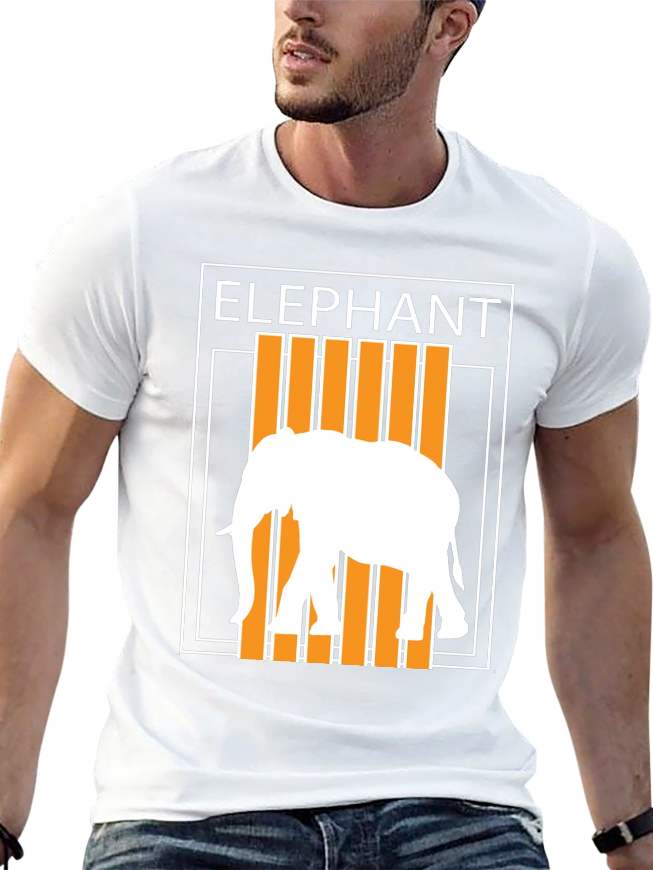 Camiseta Hombre Negra Diseño Elefante Moderno