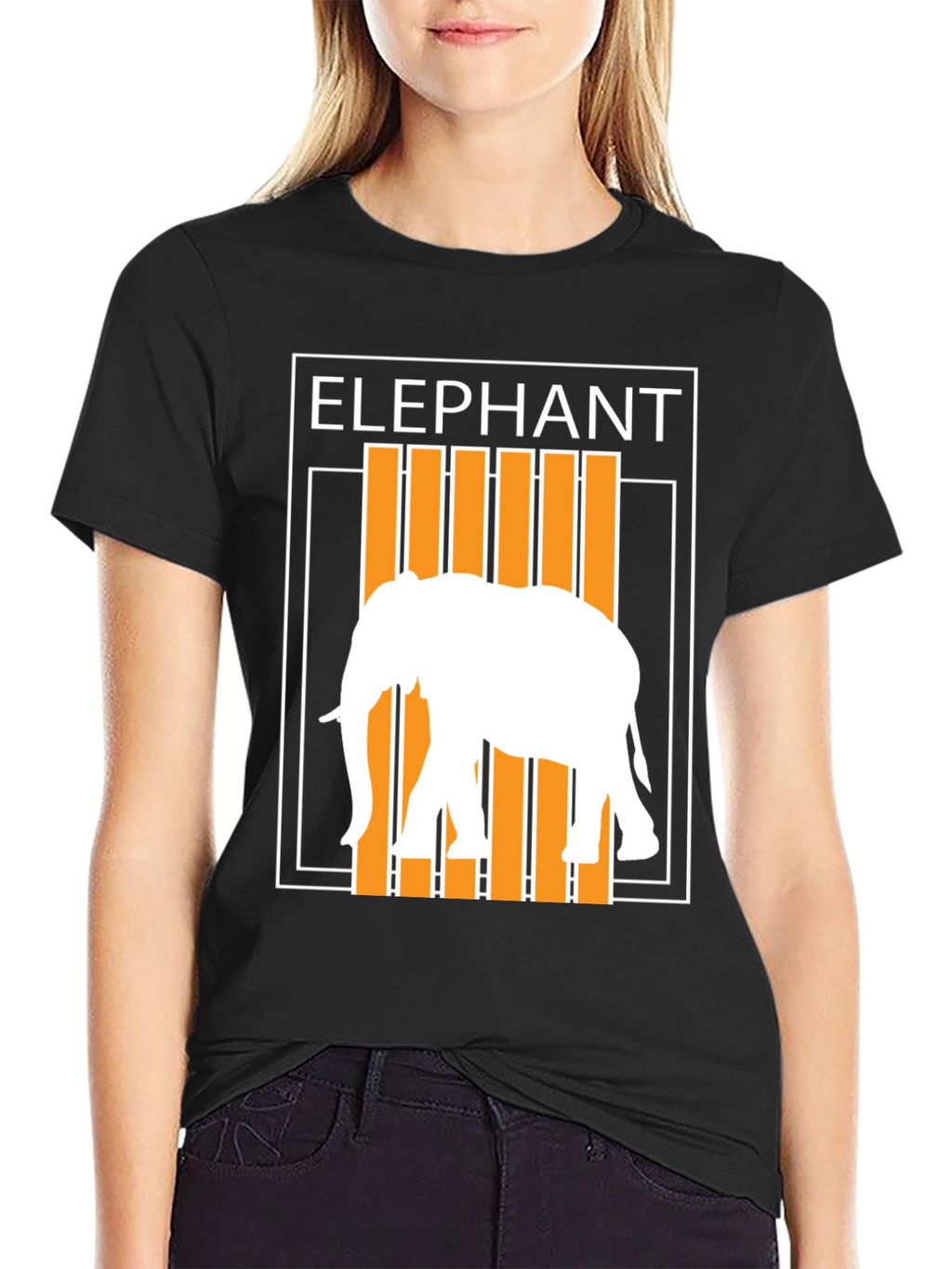 Camiseta Hombre Negra Diseño Elefante Moderno