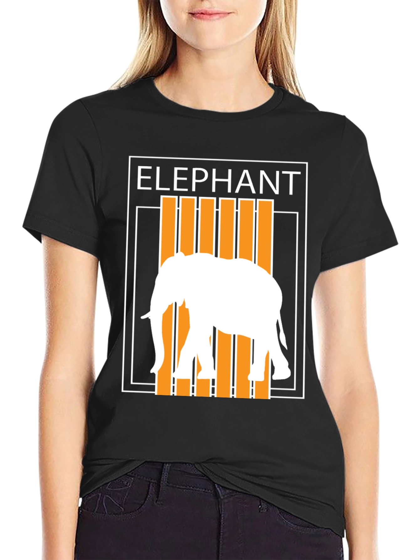 Camiseta Hombre Negra Diseño Elefante Moderno
