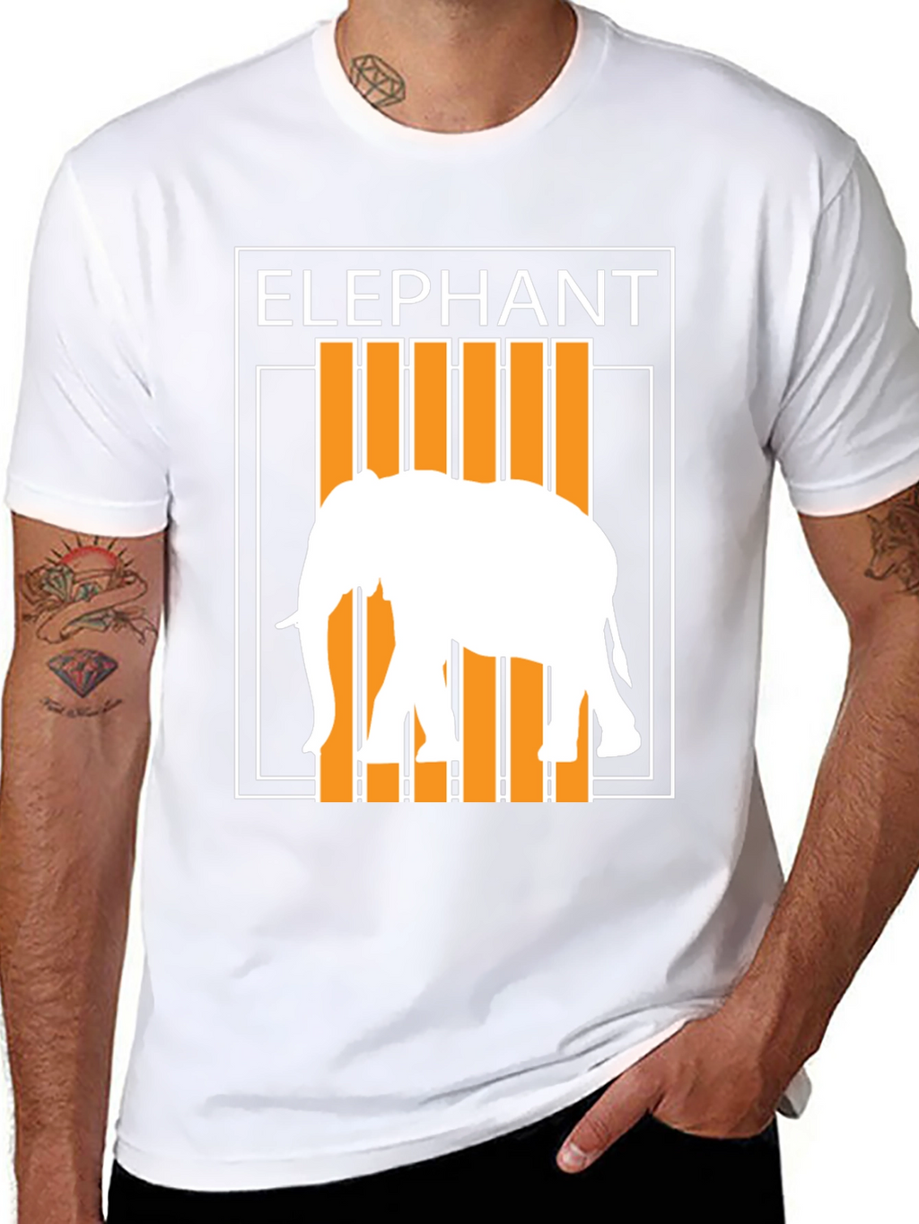 Camiseta Hombre Negra Diseño Elefante Moderno