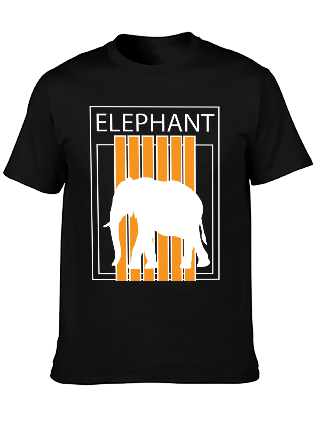 Camiseta Hombre Negra Diseño Elefante Moderno