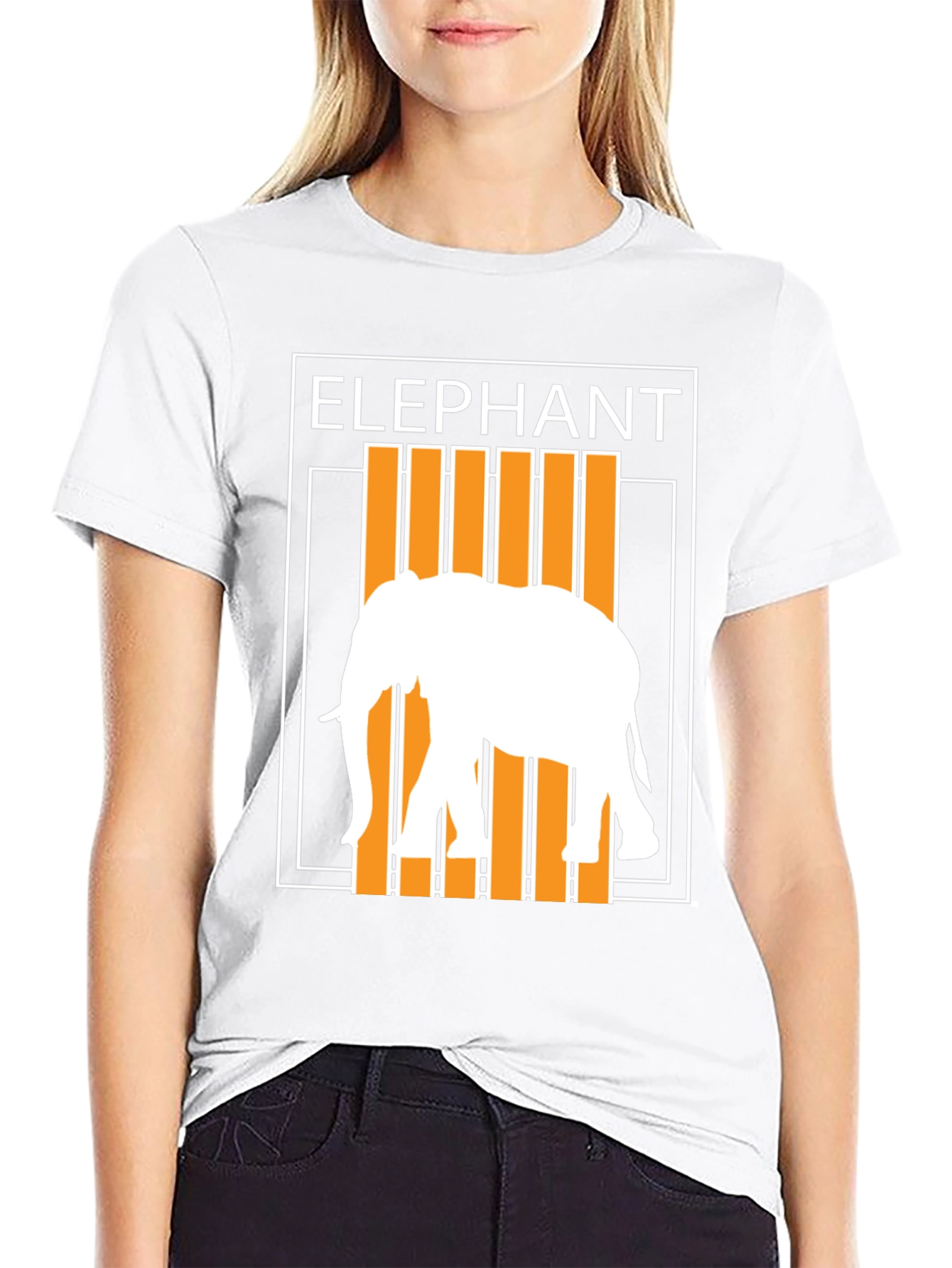 Camiseta Hombre Negra Diseño Elefante Moderno