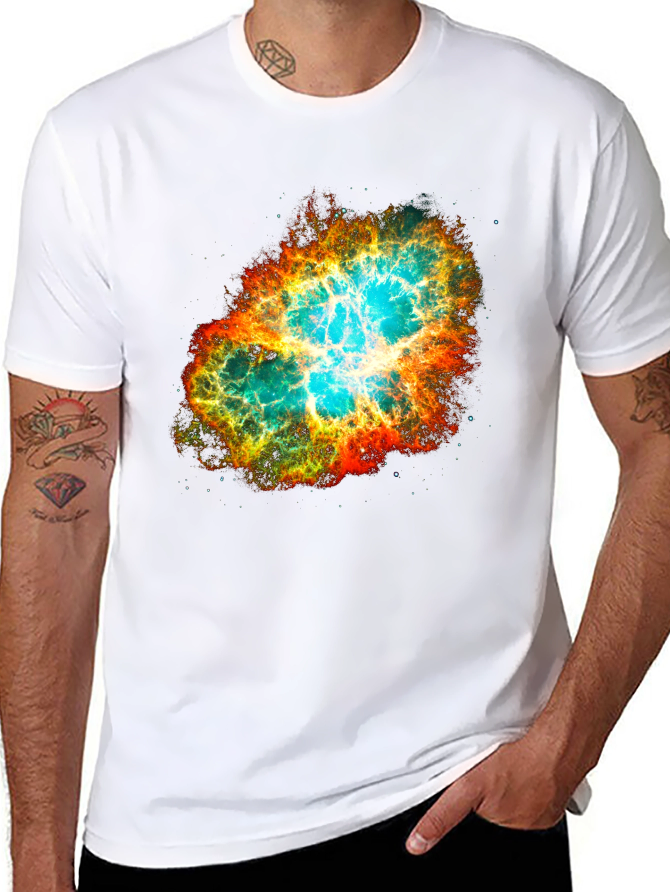 Camiseta Hombre Nebulosa Espacial Estampada