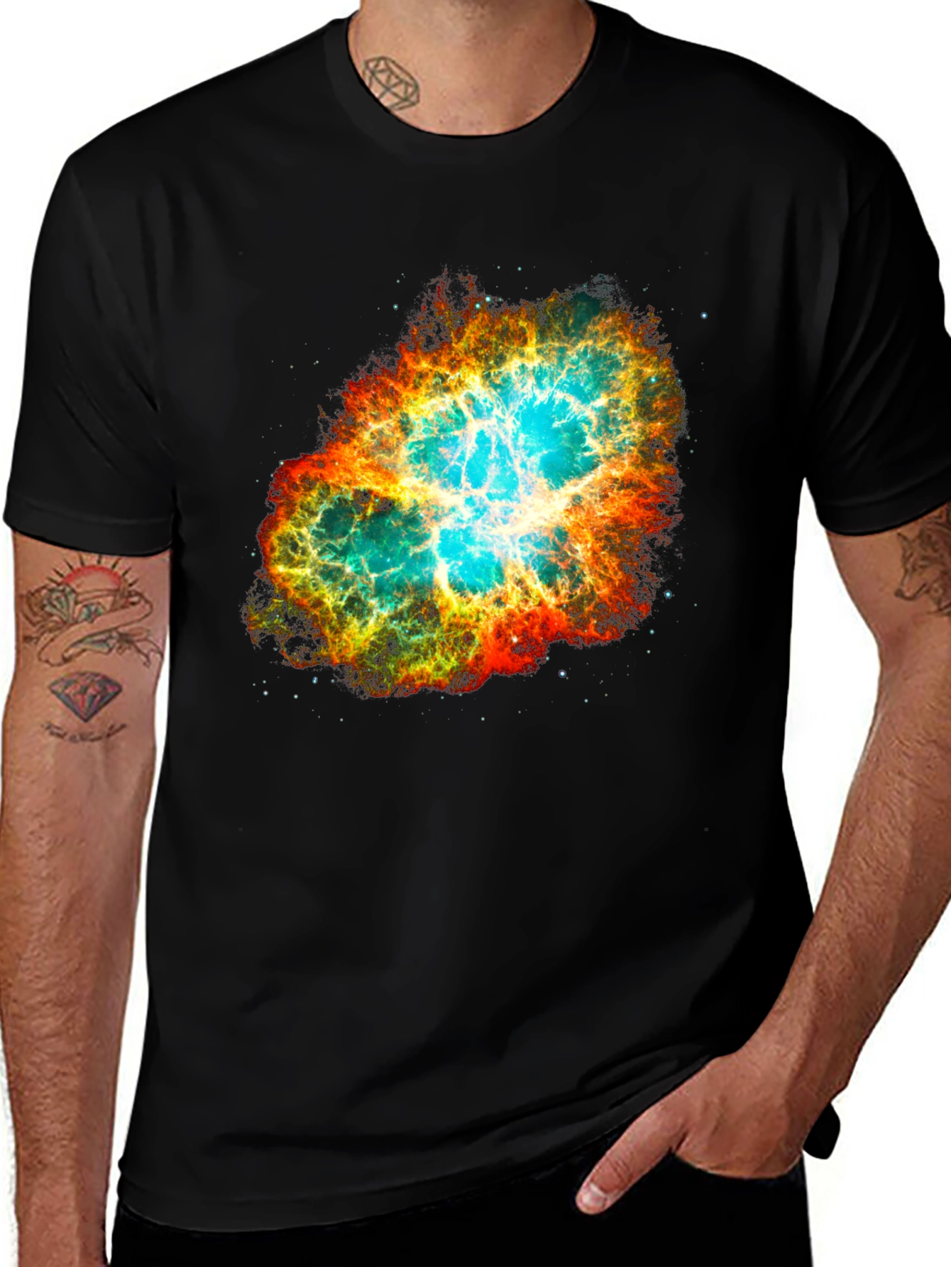 Camiseta Hombre Nebulosa Espacial Estampada