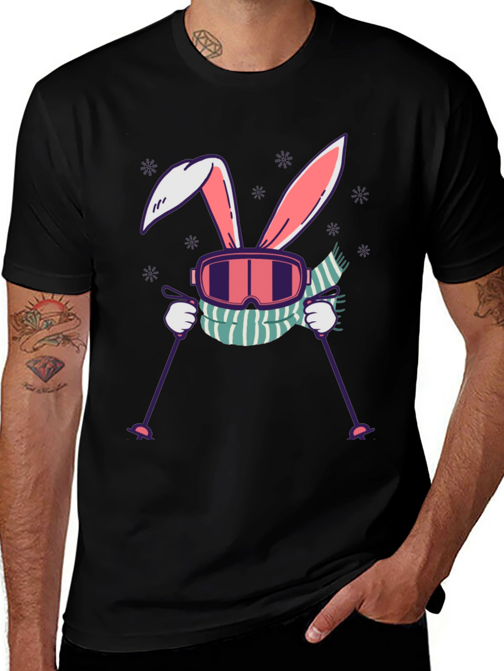 Camiseta Conejo Esquiador Diseño Invierno