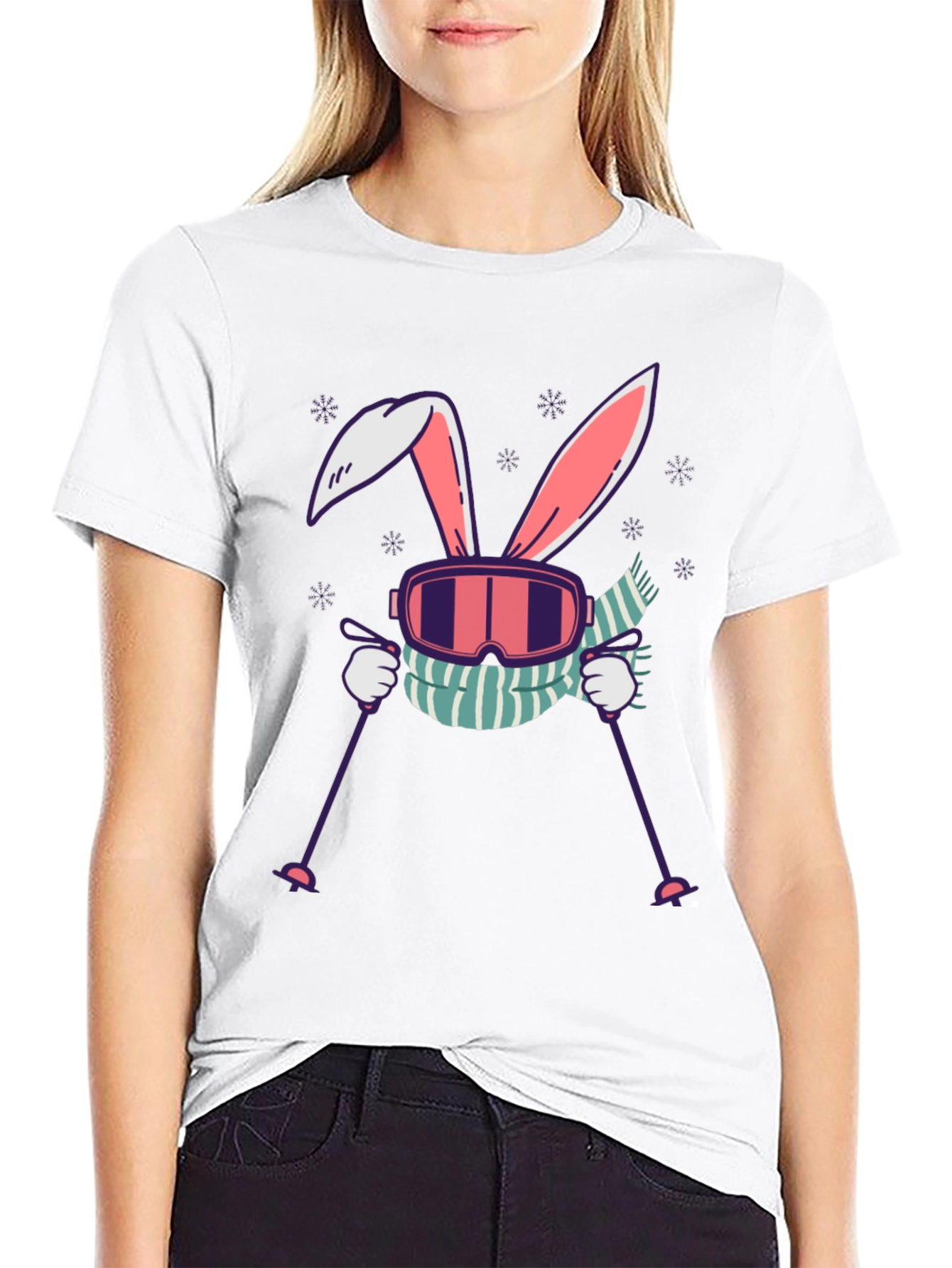 Camiseta Conejo Esquiador Diseño Invierno