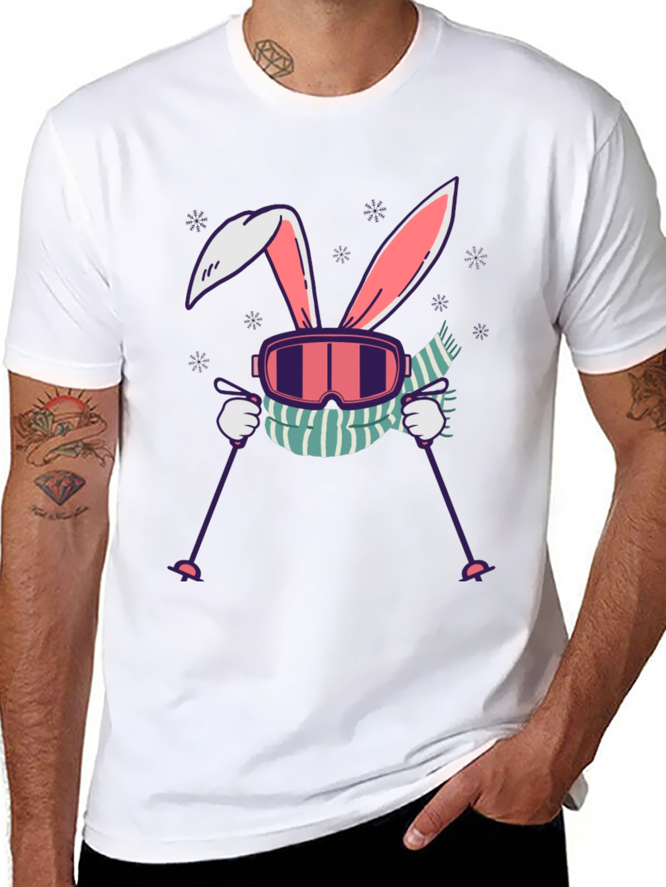 Camiseta Conejo Esquiador Diseño Invierno