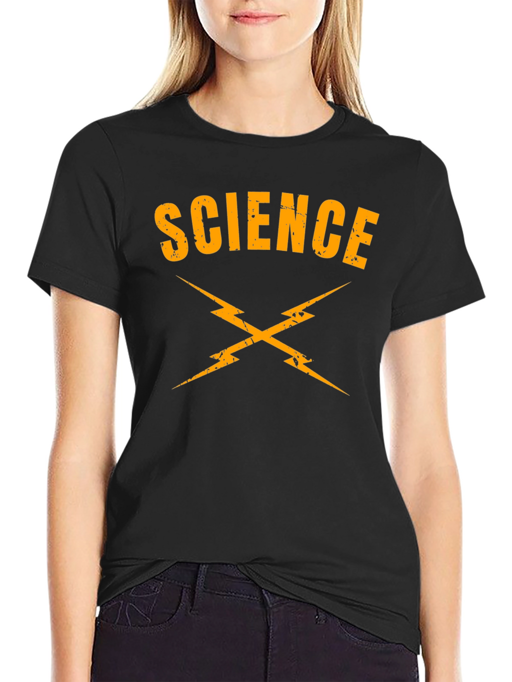 Camiseta Ciencia Rayos Negra Algodón