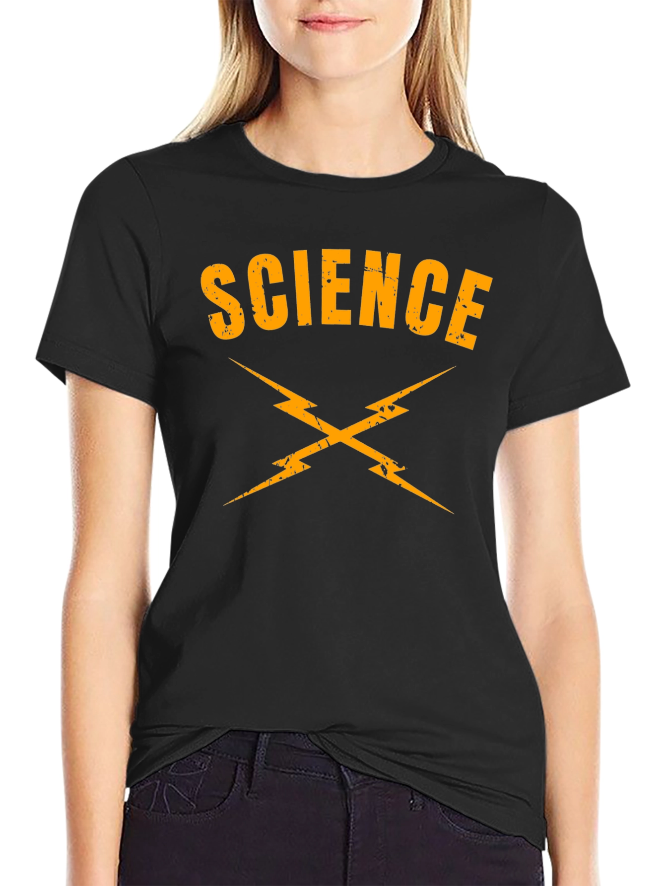 Camiseta Ciencia Rayos Negra Algodón