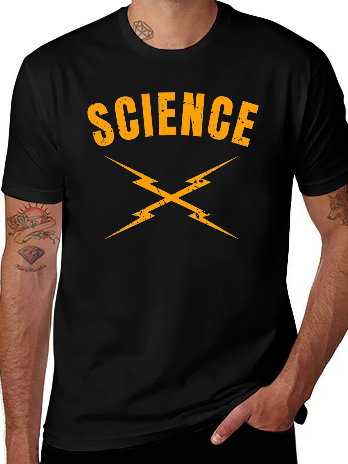 Camiseta Ciencia Rayos Negra Algodón