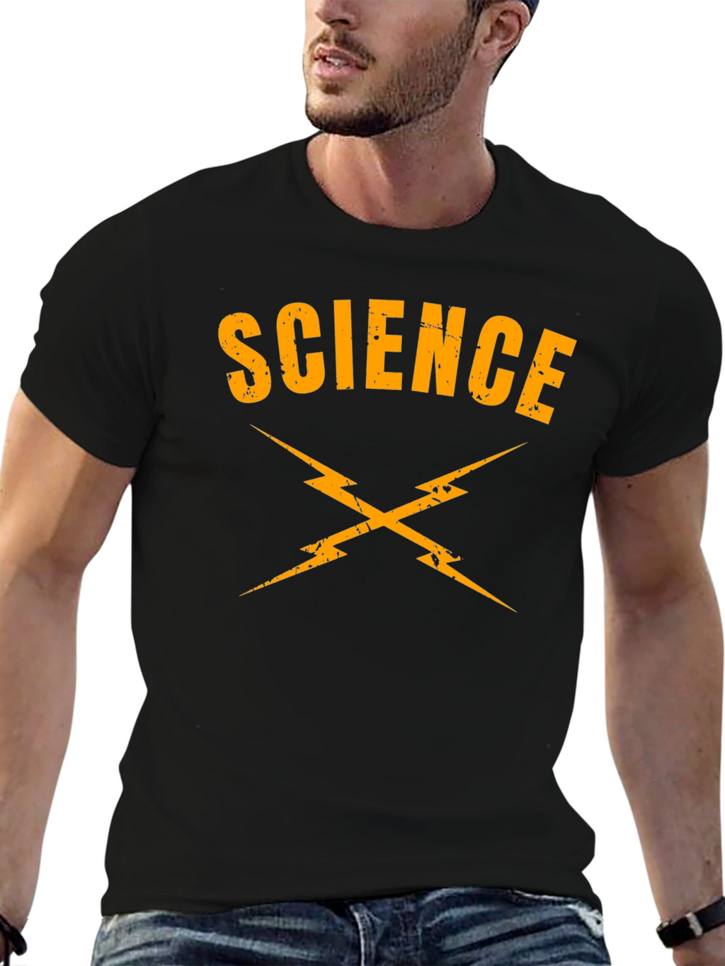 Camiseta Ciencia Rayos Negra Algodón