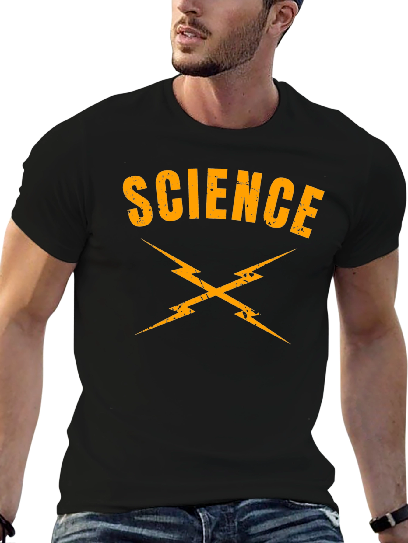 Camiseta Ciencia Rayos Negra Algodón