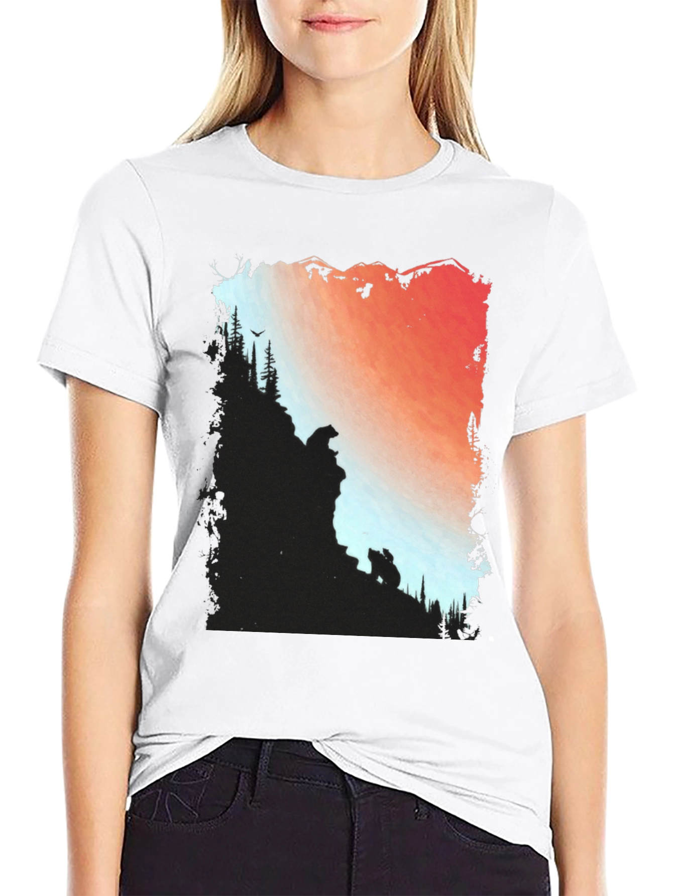 Camiseta Hombre Diseño Montaña y Osos