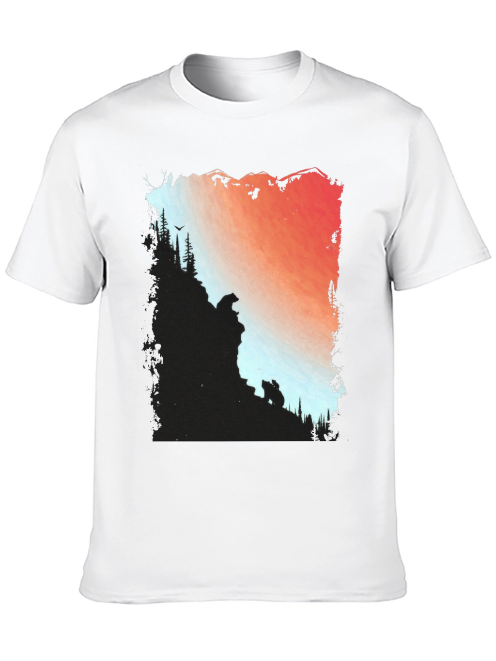 Camiseta Hombre Diseño Montaña y Osos