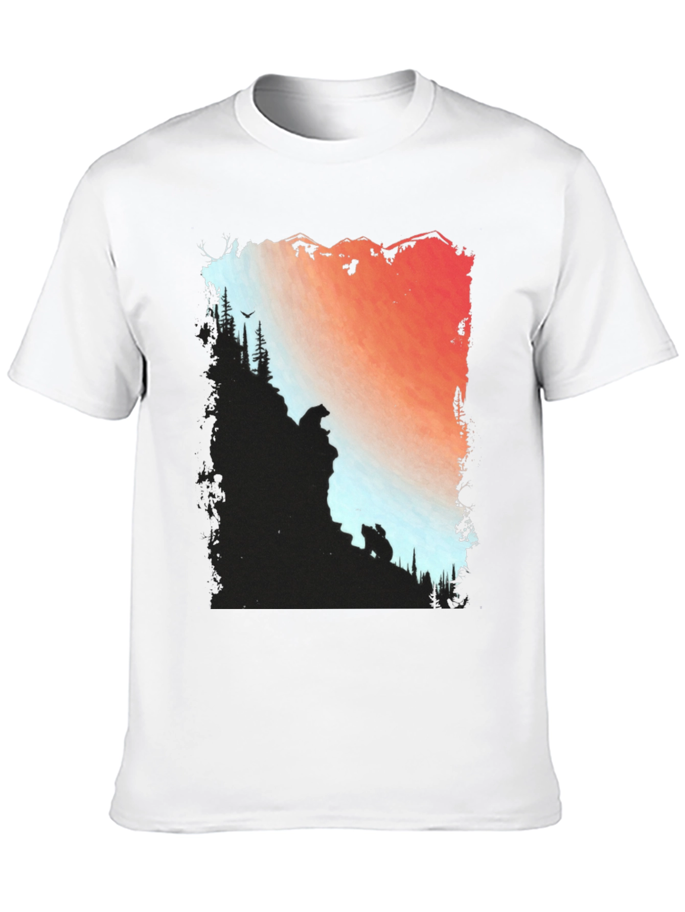 Camiseta Hombre Diseño Montaña y Osos