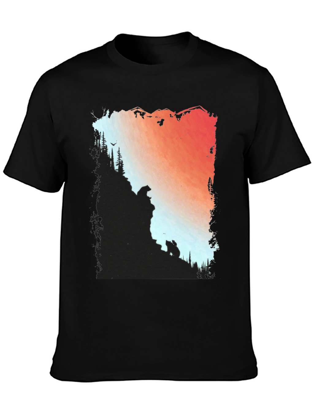 Camiseta Hombre Diseño Montaña y Osos