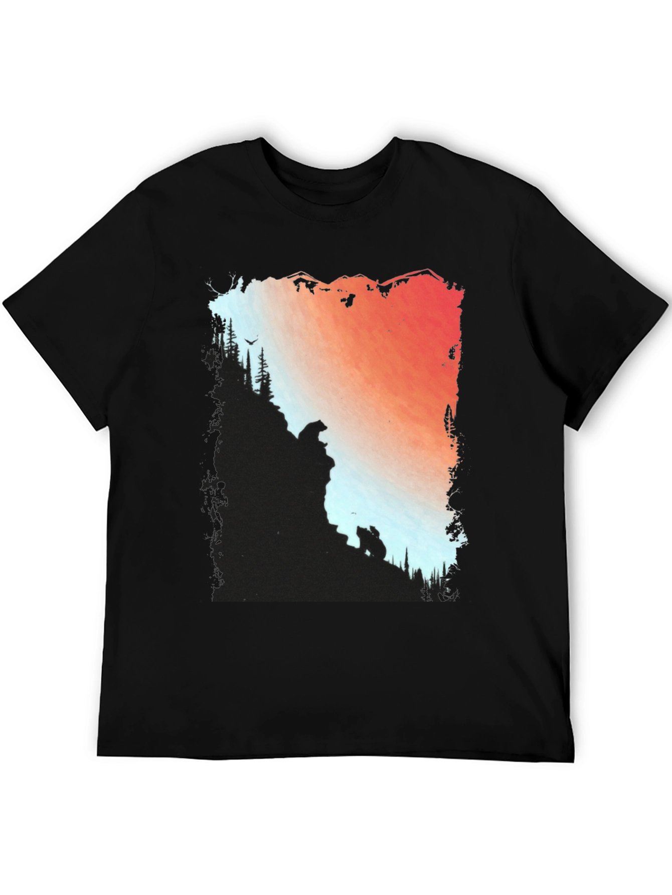 Camiseta Hombre Diseño Montaña y Osos