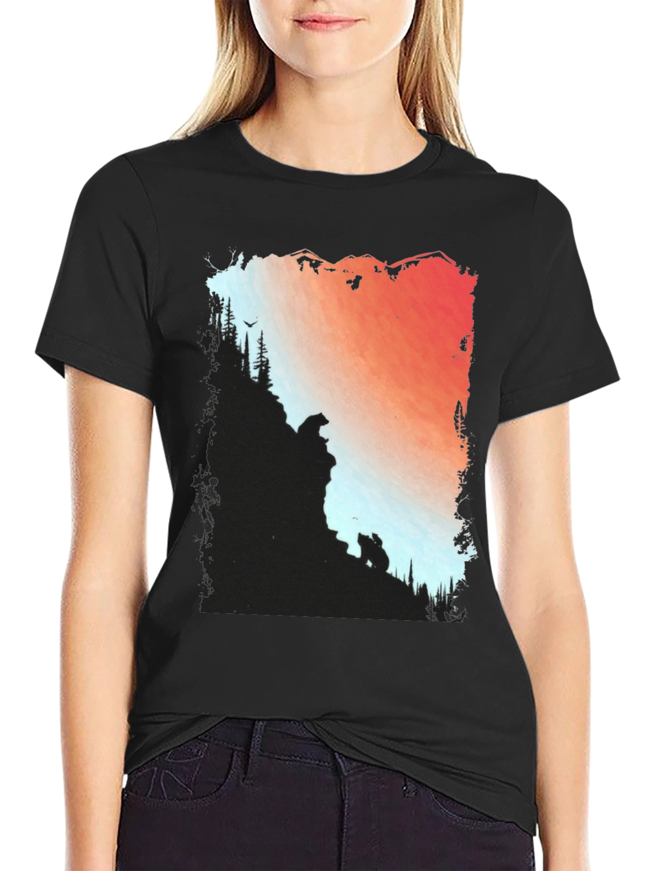 Camiseta Hombre Diseño Montaña y Osos
