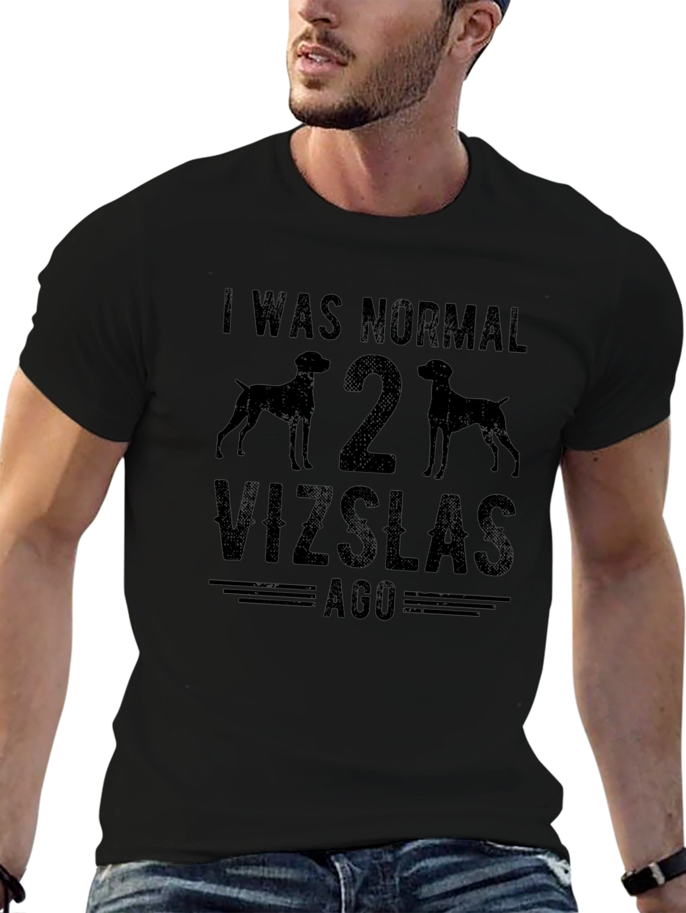 Camiseta Hombre Negra: Vizslas y Humor