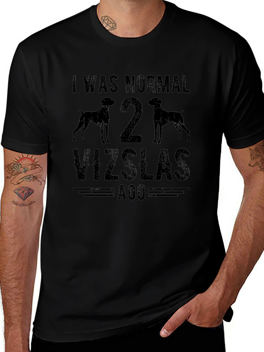 Camiseta Hombre Negra: Vizslas y Humor