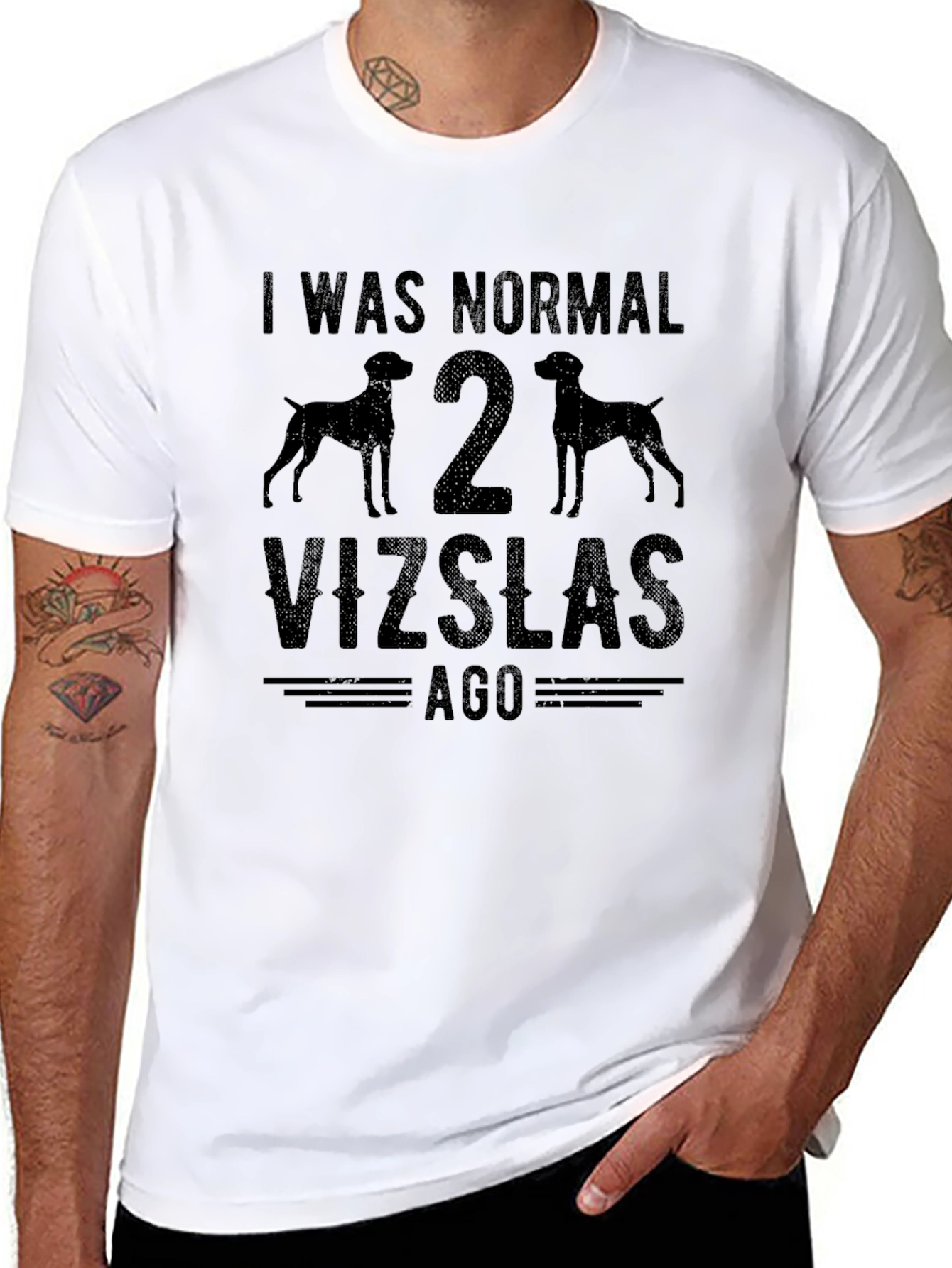 Camiseta Hombre Negra: Vizslas y Humor