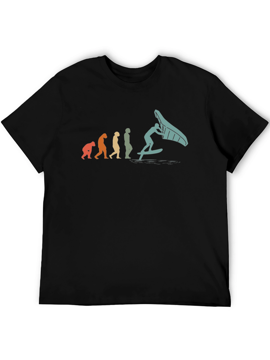 Camiseta Hombre Evolución Windsurf Negra