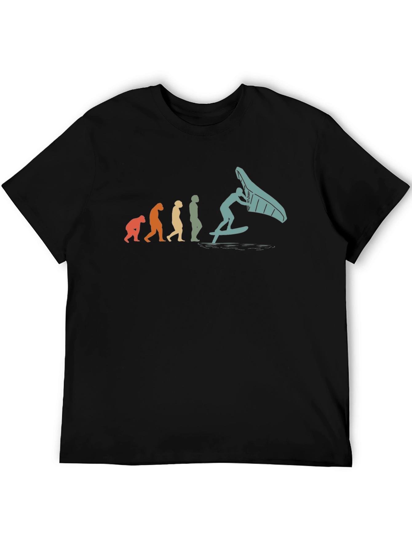 Camiseta Hombre Evolución Windsurf Negra