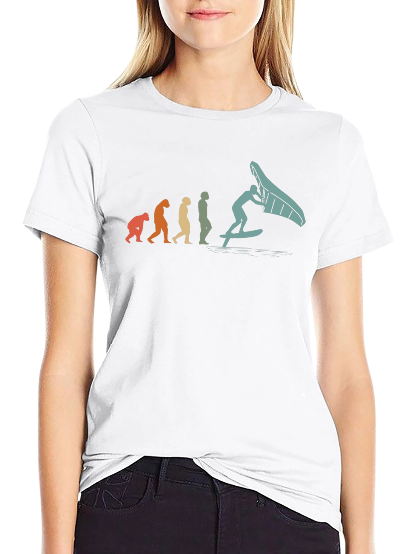 Camiseta Hombre Evolución Windsurf Negra