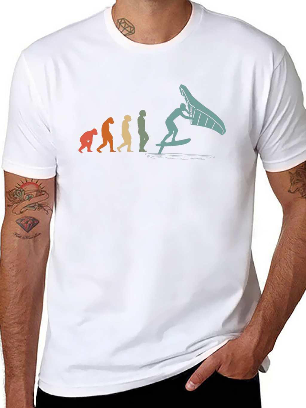 Camiseta Hombre Evolución Windsurf Negra