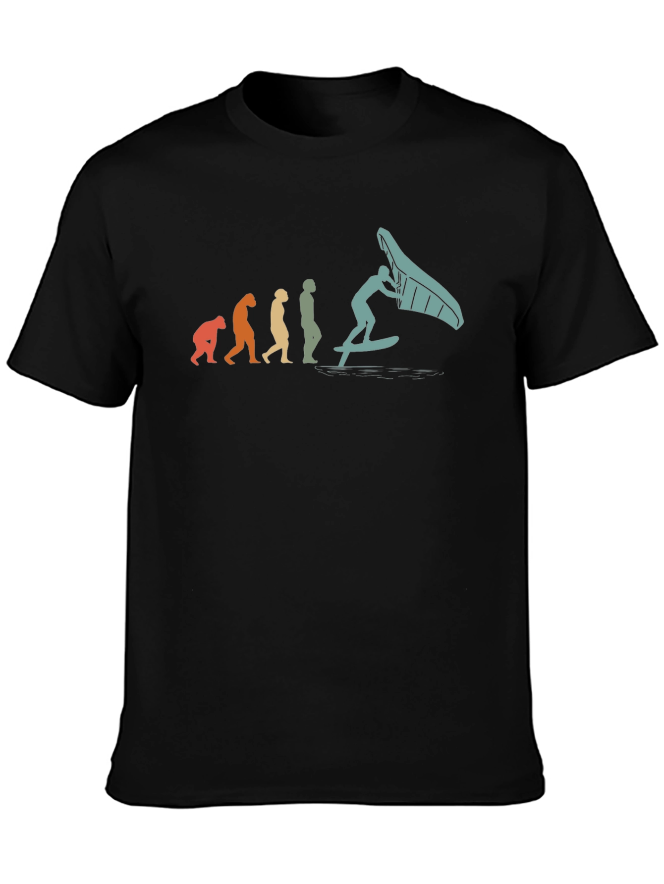 Camiseta Hombre Evolución Windsurf Negra