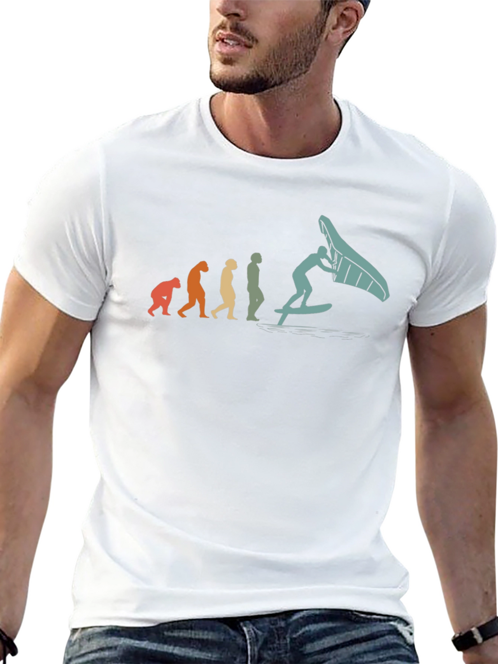 Camiseta Hombre Evolución Windsurf Negra