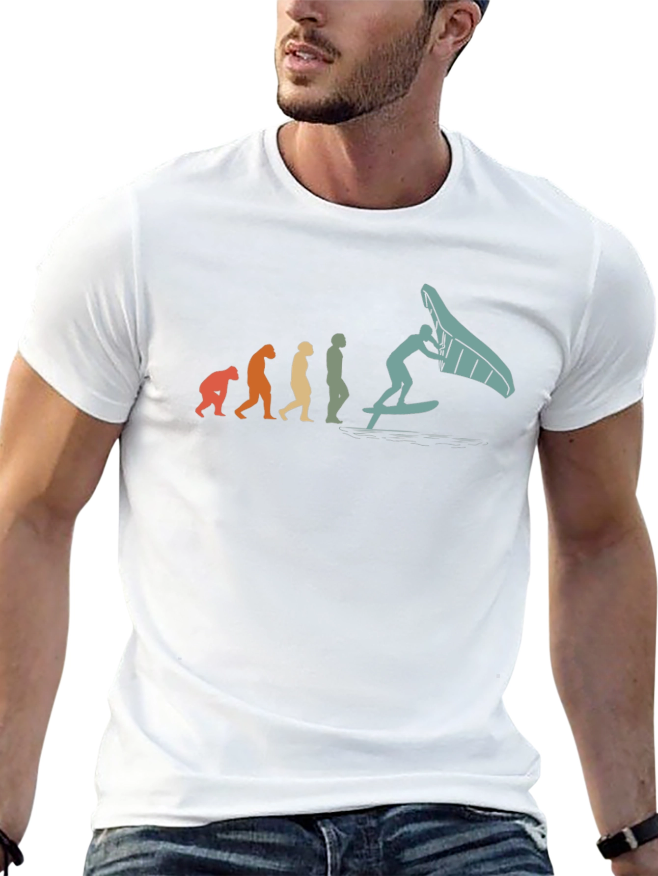 Camiseta Hombre Evolución Windsurf Negra