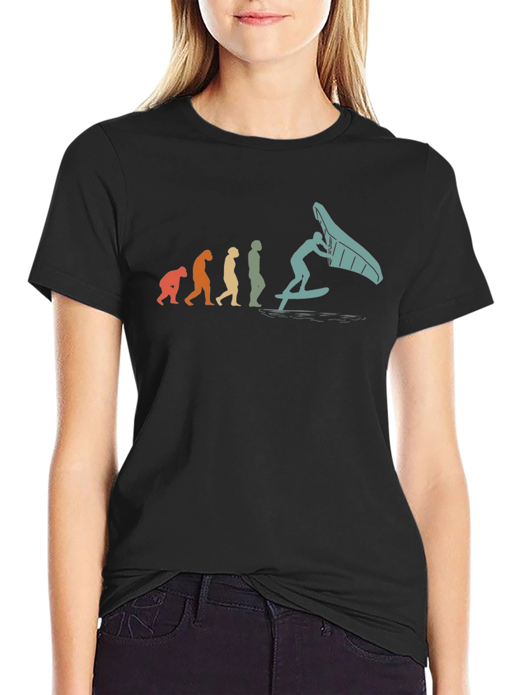 Camiseta Hombre Evolución Windsurf Negra