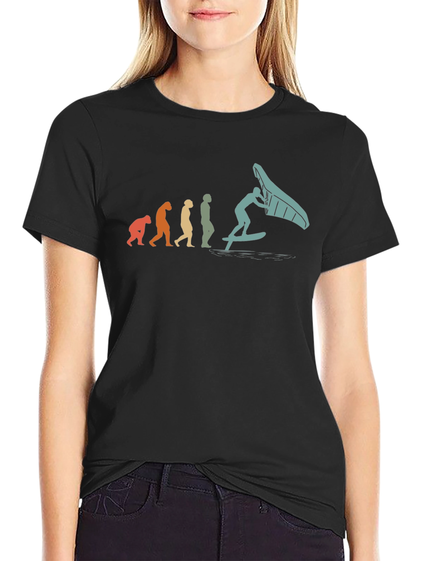 Camiseta Hombre Evolución Windsurf Negra