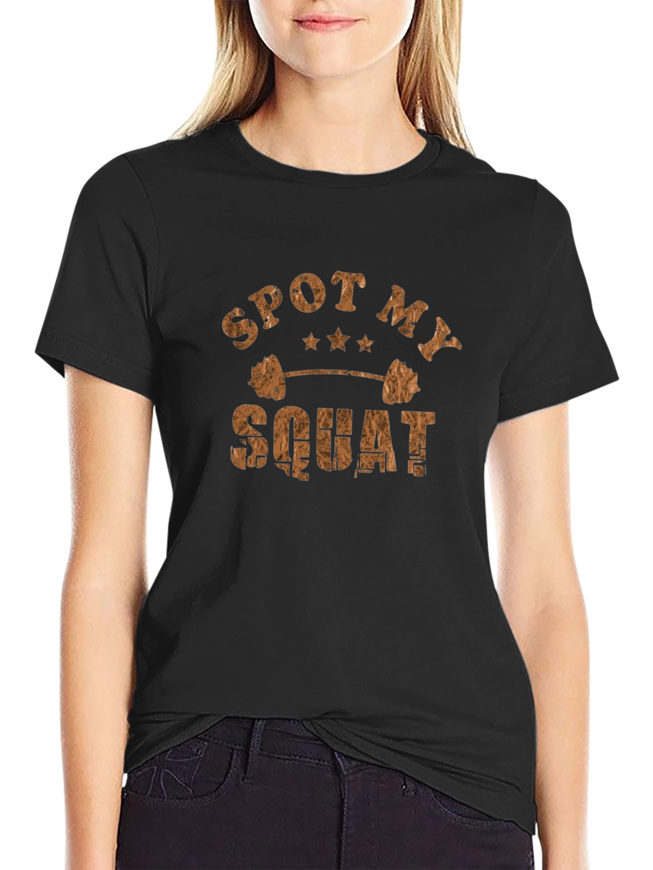 Camiseta Hombre Negra Spot My Squat Gimnasio
