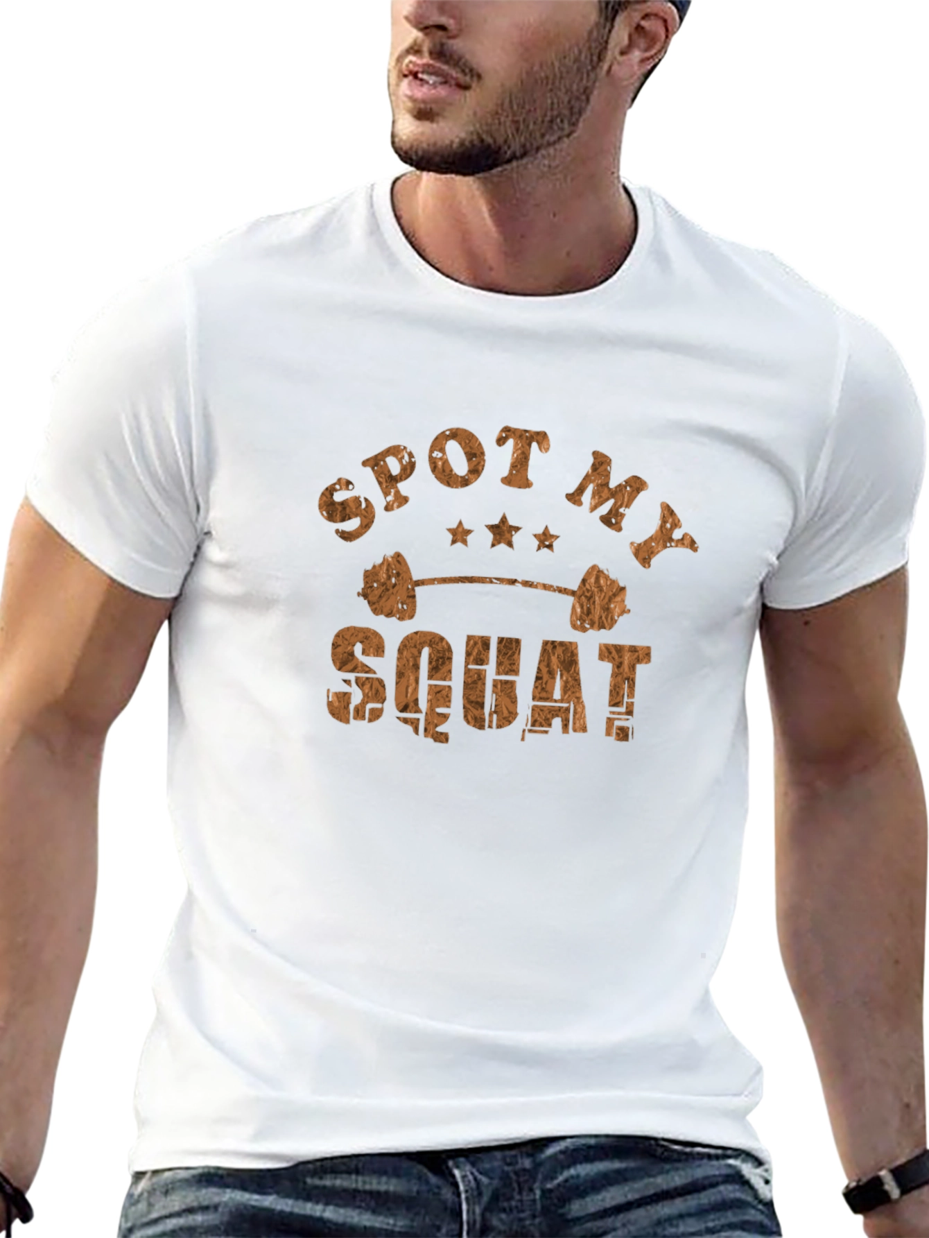 Camiseta Hombre Negra Spot My Squat Gimnasio