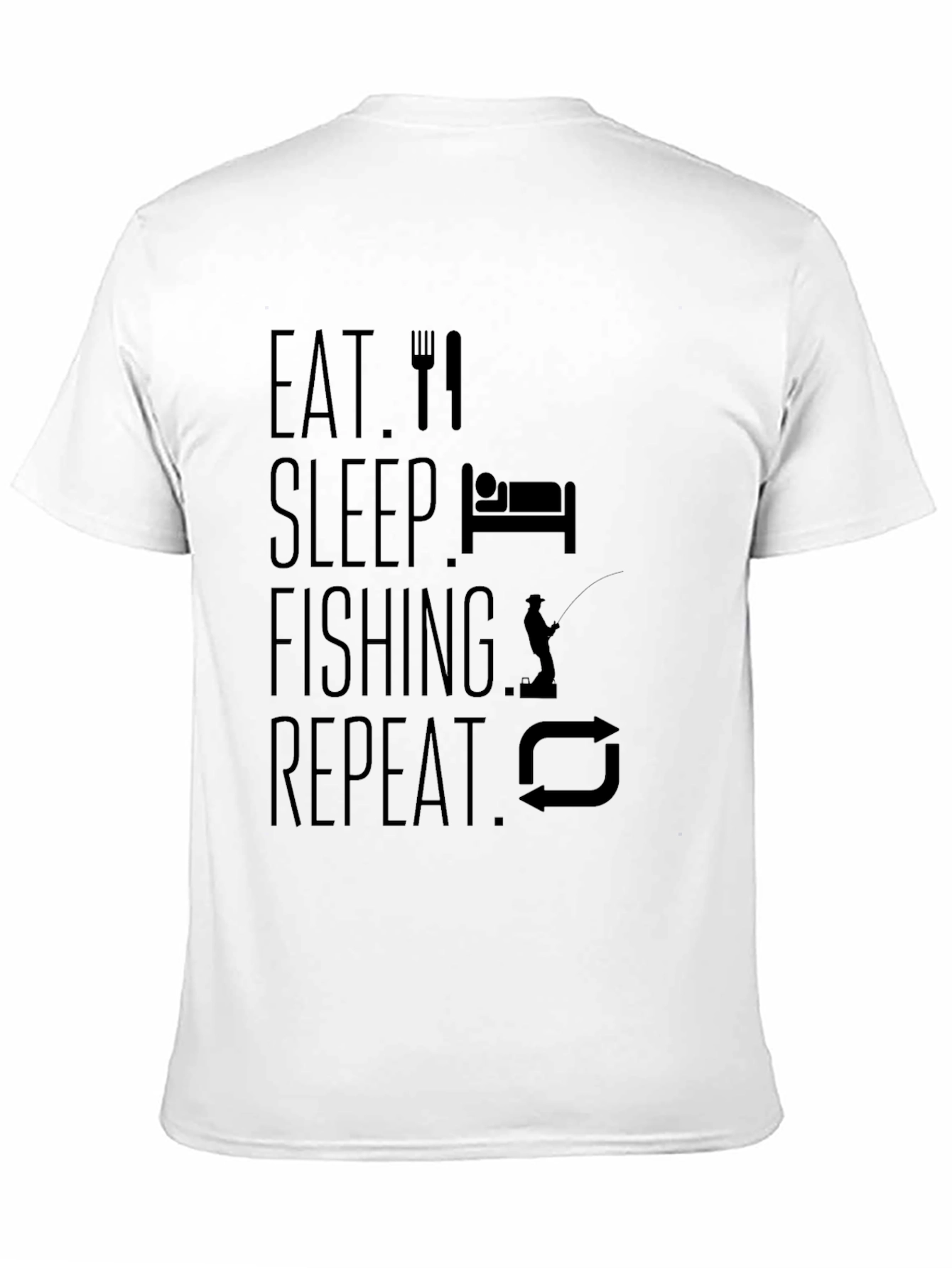 Camiseta Hombre Negra: Comer Dormir Pescar Repetir